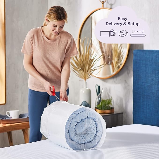 Sleep Innovations Cooling Comfort Gel Memory Foam Dual Layer Mattress Topper, 4 Inch, Full Size, Pillow Top Cover