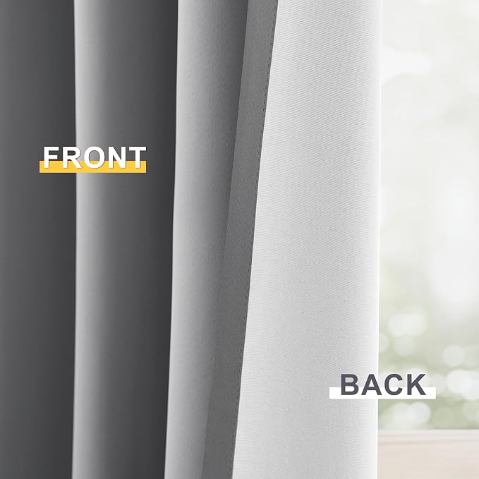 Yakamok Dove Grey 100% Blackout Curtains 63 Inches Long 50" Wide 2 Panel | - Image 6