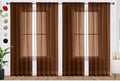 SpaceDresser Brown Sheer Curtains 4 Panels Rod Pocket Semi-Sheer Curtain 54 by SpaceDresser