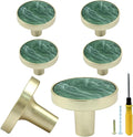 6 Pcs Gold Knobs for Dresser Drawers, Round Dresser Cabinet Knobs Pulls for Kitchen Cabinet Cupboard Door Furniture Decorative, Green