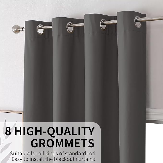 Joydeco Dark Grey Blackout Curtains 120 Inches Long, Extra Long Grey Curtains - Image 4