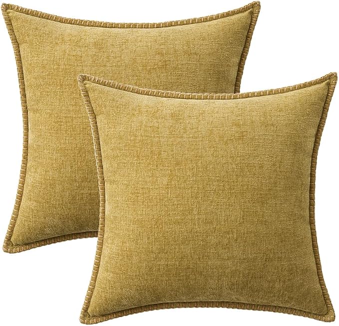 MIULEE Decorative Couch Throw Pillow Covers 20x20 Inch Mustard Yellow | - Image 6