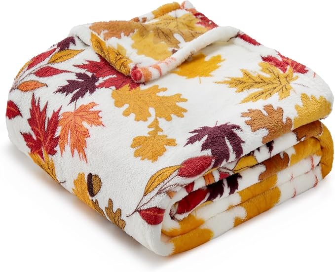 BEDELITE Fleece Blanket Soft Plush Fall Twin Size Autumn Leaves 60"x80" | Ultra - Image 9