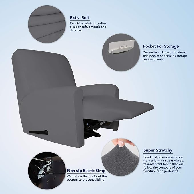PureFit Stretc Recliner Chair Covers Fleece Soft Couch Covers - Image 3