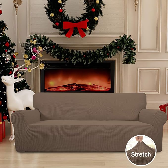 Easy-Going Stretch Oversized Sofa Couch Slipcover Washable Brown | 1-Piece - Image 2