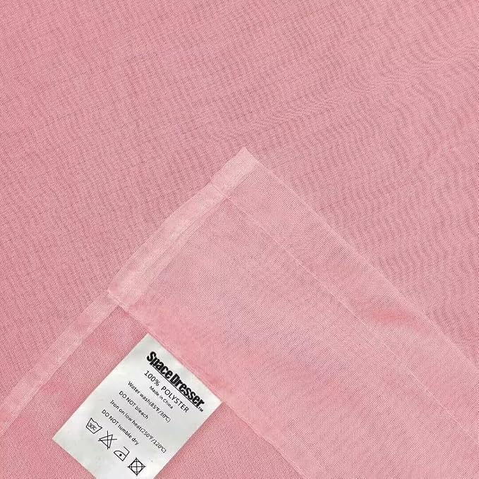 SpaceDresser Sheer Blush Curtains 4 Panels Rod Pocket Semi-Sheer Curtain 45 - Image 6