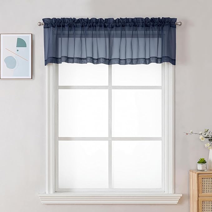 Chyhomenyc Sheer Valances for Windows 2 Pack, Small Window Curtains for Living by Chyhomenyc