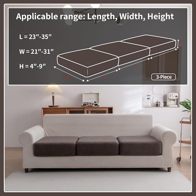 OHSIO Sectional Couch Covers, Wear Resistant Stretch Sofa Covers Washable Soft - Image 2