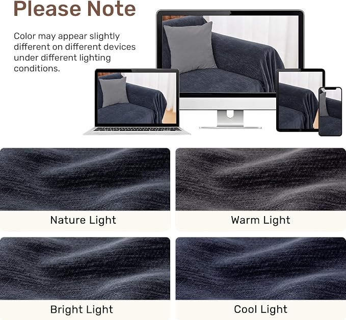 2 Pieces Sectional Couch Covers L Shaped Cover XXXL Navy Blue | Thick Washable - Image 8