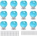 12 Pcs 30mm Round Shape Crystal Glass Cabinet Knobs with Screws Drawer Knob Pull Handle Used for Kitchen, Dresser, Door, Cupboard(Azure)