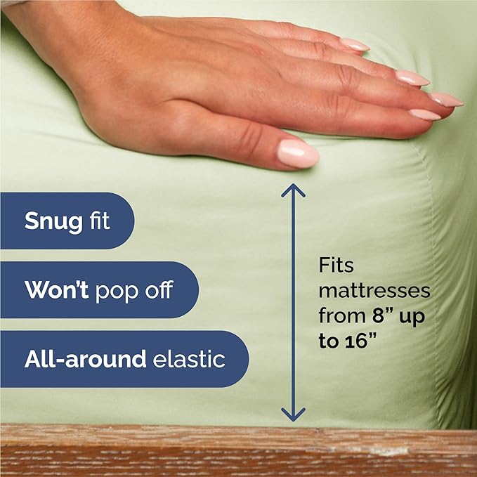 Split King 7 Piece Sheet Set - Comfy Breathable & Cooling - Soft Hotel Luxury Bedding Set with 8-16 Inch Deep Pockets - 1 Flat & 2 Fitted Sheet & 4 Pillowcases - Wrinkle Free & Easy Care - Light Sage