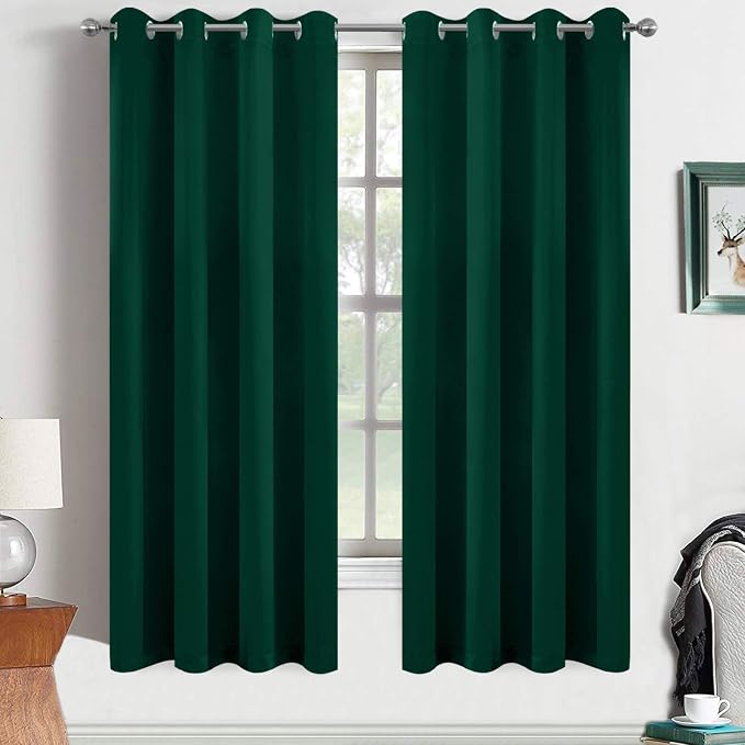 Yakamok Room Darkening Curtains 52x63 inch Length Dark Green-Living Room | 2 by Yakamok