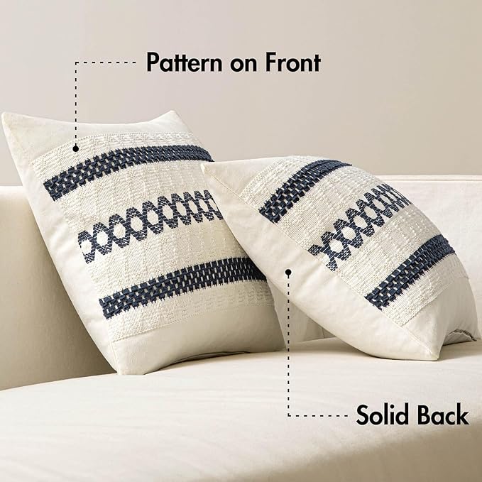 MIULEE Set of 2 Navy Blue Boho Decorative Pillow Covers 20x20 Inch | Farmhouse - Image 6