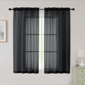 Sheer Black Curtains for Bedroom Living Room 54 Inch Length 2 Panels Set by WelvetBLK