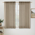 MIULEE Taupe Grey Linen Curtains 52x45 Inch Length 2 Panels by MIULEE