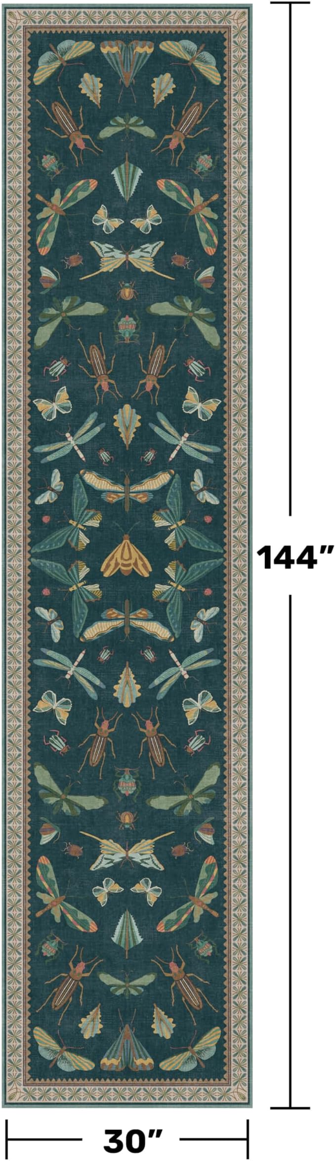 Washable Runner Rug for Hallway 2'6"x12', Foldable Insect Print Décor - Image 2