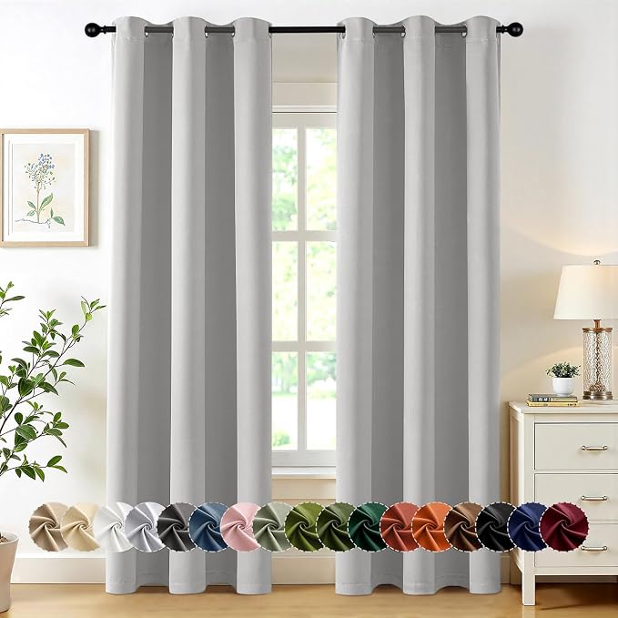 MIULEE Blackout Curtains for Bedroom 2 Panels 40 x 72 Inch Long Silver | by MIULEE