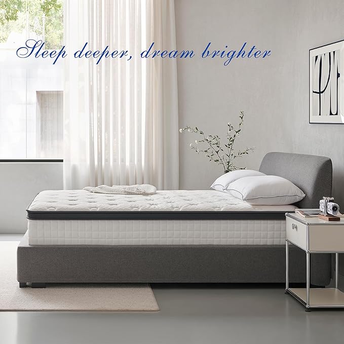 King Mattress 12 Inch, Hybrid King Size Mattress in a Box, Medium Feel, 3 Layer Premium Foam with Pocket Springs for Motion Isolation and Pressure Relieving, 80"x76"x12", 100-Night Trial