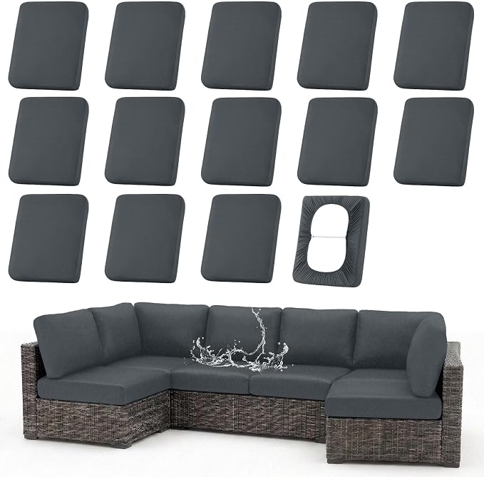 Waterproof Outdoor Cushion Covers, Stretch Patio Slipcovers | UV Resistant by hyha