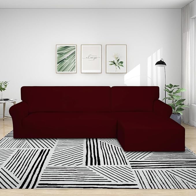 PureFit Stretch Sectional Couch Covers 2 pcs Non Slip L Shape Sofa Cover | - Image 2