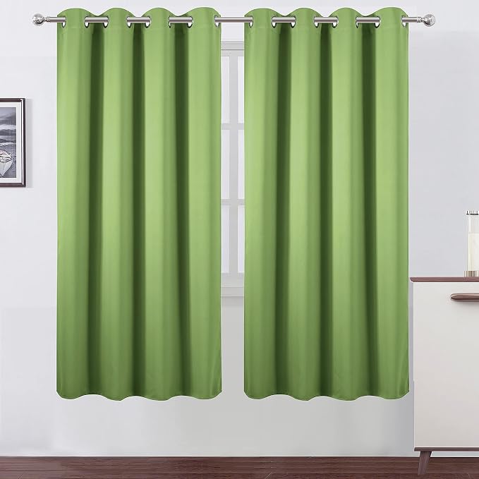 Light Green Thermal Blackout Curtains/52 x 72 Inch/Set of 2 Panels Room by Lemomo