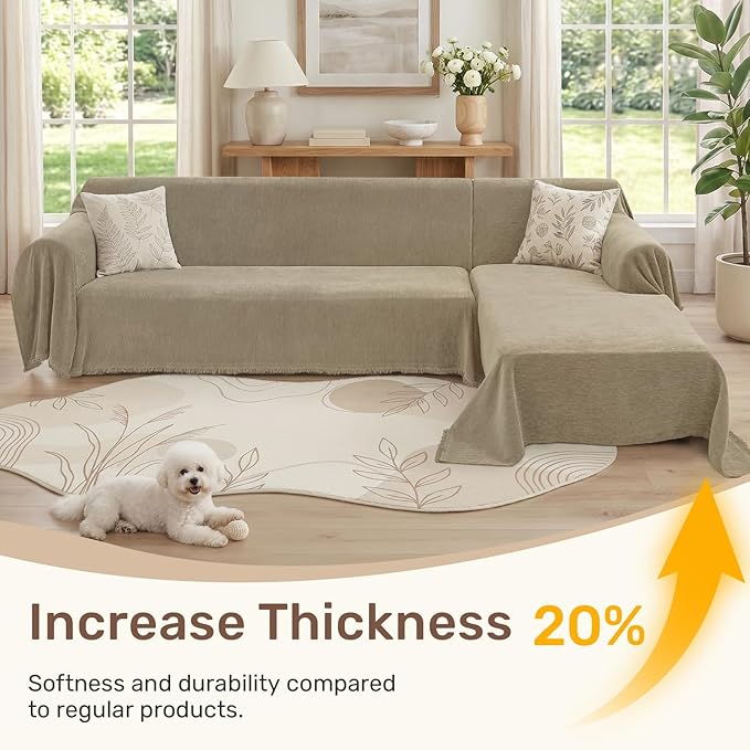 2 Pieces Sectional Couch Covers L Shaped Cover XXXL Quicksand | Thick Washable - Image 3