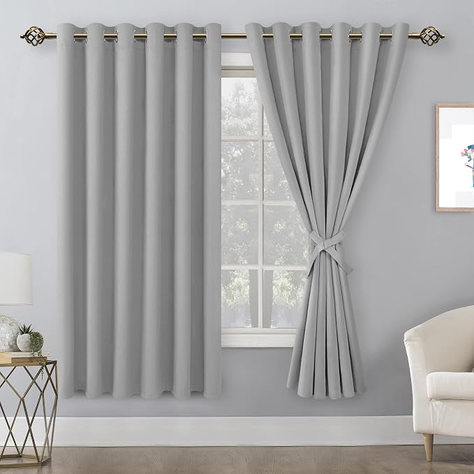 Grommet Blackout Curtains for Bedroom, 70 x 63 Inches, Window Drapes Living - Image 8