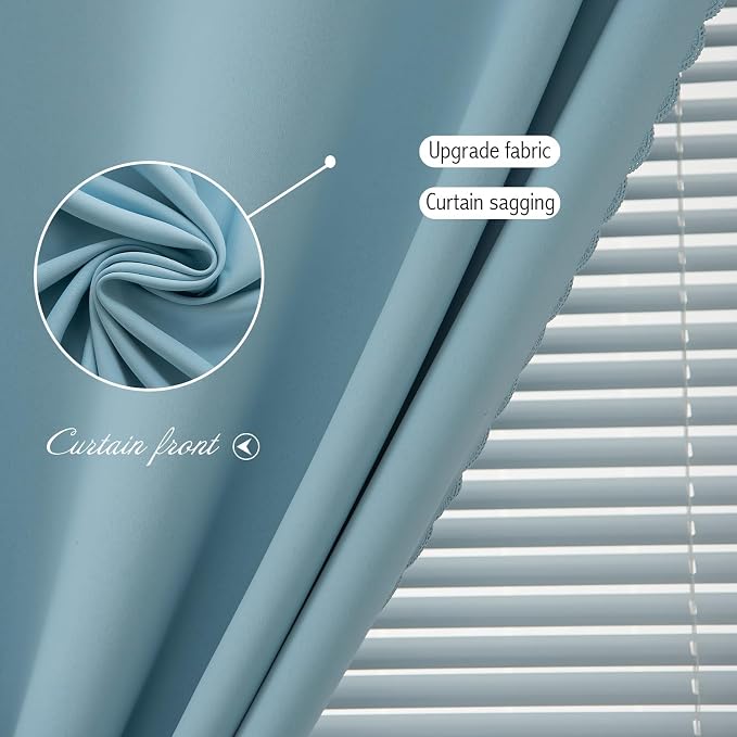 Self Adhesive Curtains, Use for Bedroom, Lake Blue, 2 Panels - Image 5