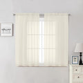 Cream Sheer Curtains 54 Inch Length 2 Panels, Voile Airy Curtains by Lecloud