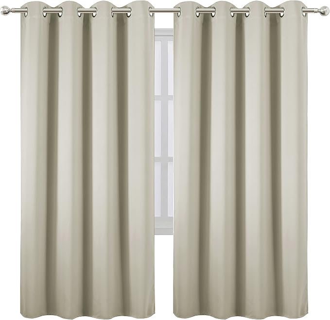 Light Beige Thermal Blackout Curtains/52 x 72 Inch/Set of 2 Panels Room - Image 2