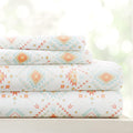 Linen Market Double-Brushed Patterned Microfiber Queen Sheet Set 4 Piece – Oeko-TEX Certified Ultra Soft & Wrinkle-Free - 16" Deep Pocket Sheets - Easy Care Queen Size - Aztec Dreams Coral