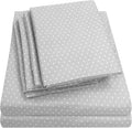 Queen Sheets Dot Grey - 6 Piece 1500 Supreme Collection Fine Brushed Microfiber Deep Pocket Queen Sheet Set Bedding - 2 Extra Pillow Cases, Great Value, Queen, Dot Gray