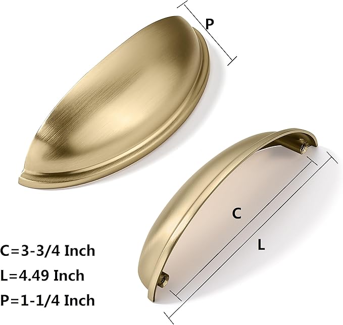 khtumeware 10 Pack 3-3/4" Drawer Pulls Champagne Bronze Cabinet Cup Pulls Kitchen Hardware Cabinet Handles Drawer Handles Knobs 3-3/4 inch Hole Center