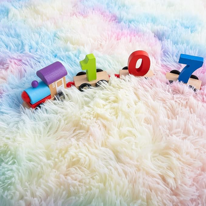 2x3 Rainbow Fluffy Soft Area Rug Non-Slip - Image 6