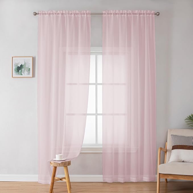 Sheer Curtain 72 Inches Long 2 Panels Set, Elegant Airy Transparent Rod Pocket - Image 4