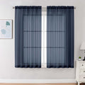 Chyhomenyc Navy Blue Sheer Curtains 63 Inches Long 2 Panels, Light Filtering by Chyhomenyc
