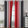 Red and Black Ombre Blackout Bedroom Curtains 96 Inch Long | Room Darkening by ESTELARTEXTILER