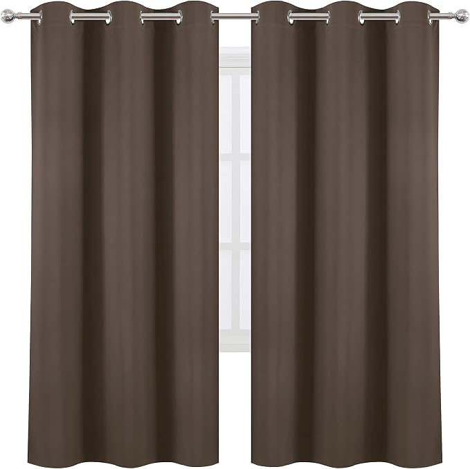 Chocolate Brown Thermal Blackout Curtains/42 x 72 Inch/Set of 2 Panels Room - Image 2
