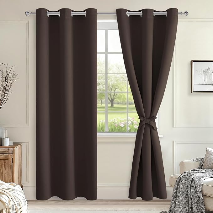 Blackout Curtains for Bedroom, 38 x 84 Inches Long, 2 Panels | Thermal by Hiasan