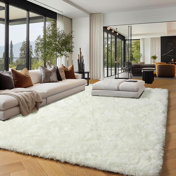 Ultra Soft Area Rugs for Living Room 6x9 Ft, Cream White Soft Fuzzy Shaggy Rugs - Image 8