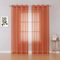 KEQIAOSUOCAI Patio Door Sheer Curtain Panels - Ceiling to Floor Extra Long Voile Drape Curtains Window Treatment for Sliding Glass Door (Burnt Orange,2 Pieces,W 54 x L 95 inches)