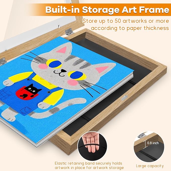 2 Pack Kids Artwork Frames Changeable 10 x 12.5 Inch Children Art Projects Kids Art Frames Front Opening Picture Display Frame, Wood