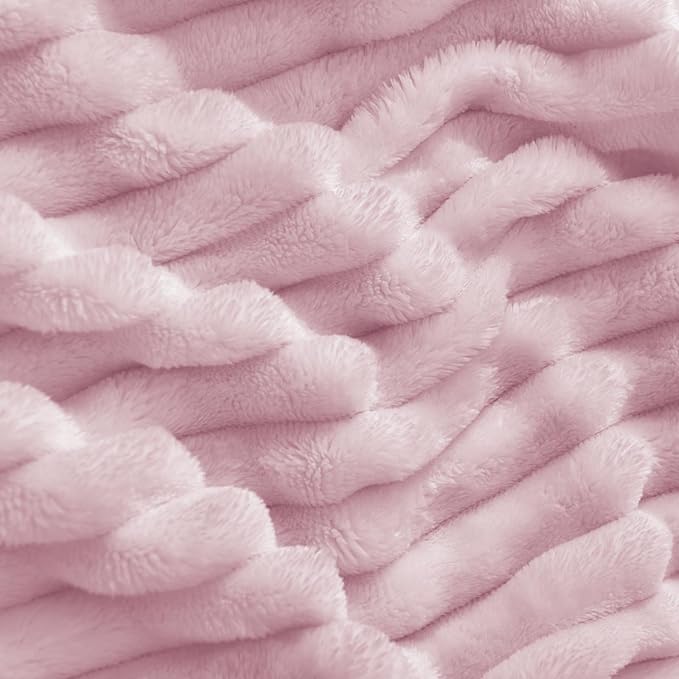 BEDELITE Ribbed Cherry Blossom Fleece Throw Blanket - Image 3