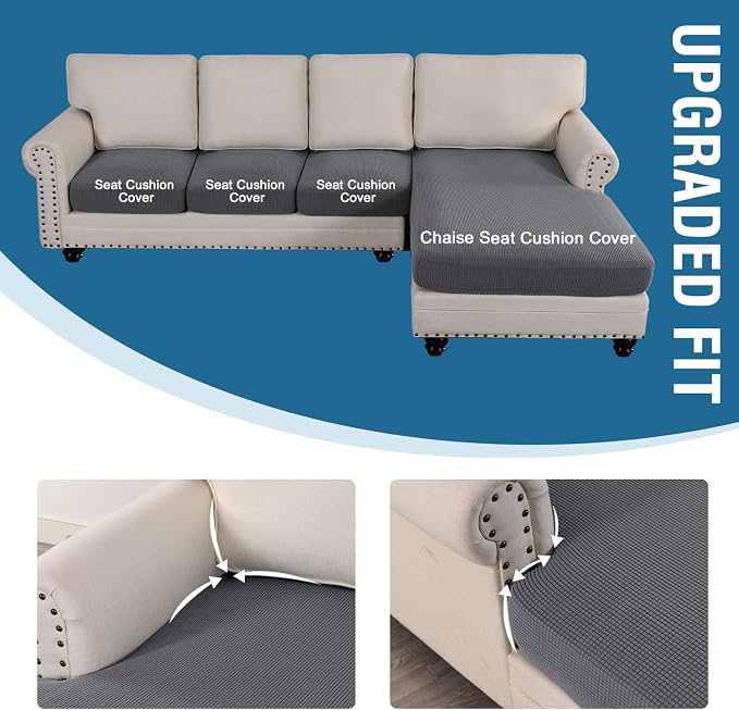 H.VERSAILTEX Sectional Couch Covers 4 Pieces Sofa Seat Cushion Covers L Shape - Image 4