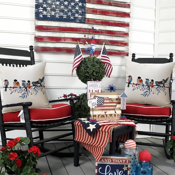 RABUSOFA 4th of July Memorial Day Patriotic Throw Pillow Cover, 20x20 Inch Red - Image 5