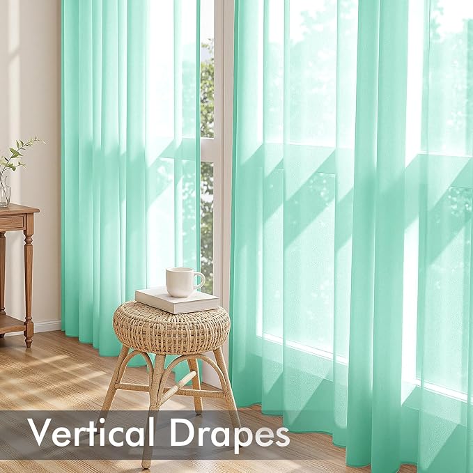 MIULEE Aqua Sheer Curtains 96 Inches Long 4 Panels 42 x 96 Inches | Light - Image 5