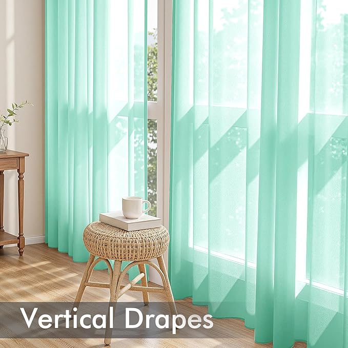 MIULEE Aqua Sheer Curtains 108 Inches Long 4 Panels 42 x 108 Inches | Light - Image 5