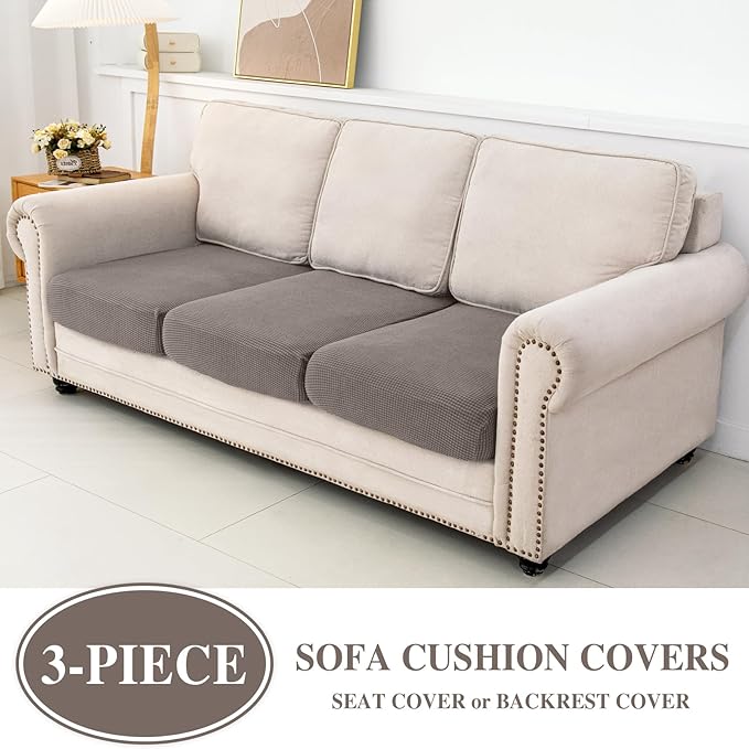 LA MEACK Couch Cushion Covers Seat Cushion Cover Stretch Couch Cover Separate - Image 2