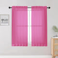 Hot Pink Sheer Curtains for Bedroom Living Room 54 Inch Length 2 Panels Set by OWENIE