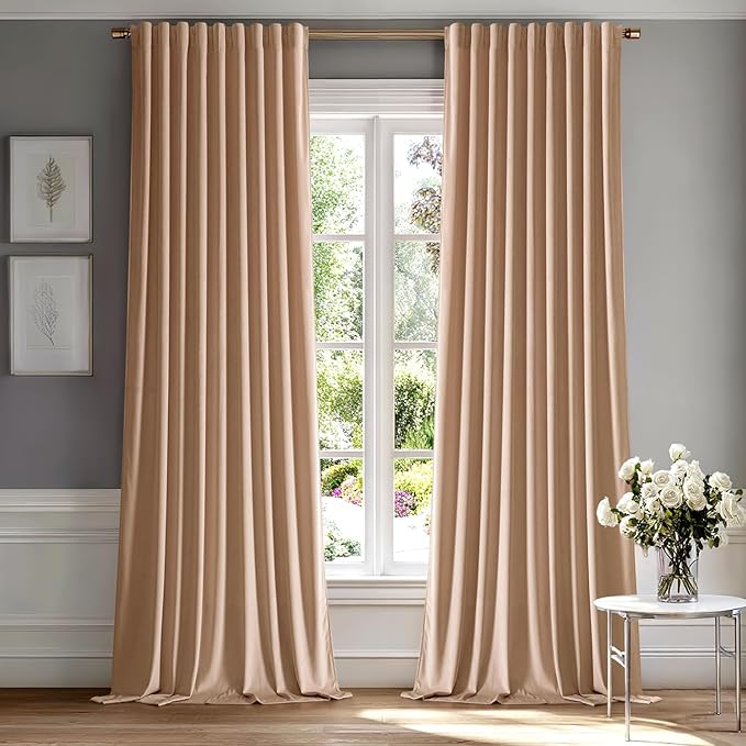 MIULEE Blush Beige Velvet Curtains 52x108 inches Luxury Blackout Curtains | by MIULEE
